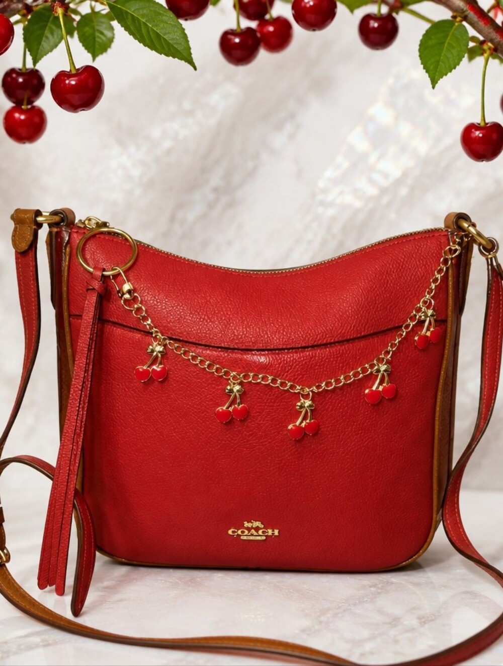 Coach Chaise Crossbody Bag Red Maroon